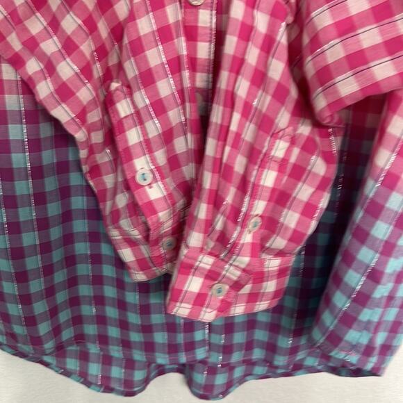 Anthropologie Pilcro Deb Shimmer Gingham Ombre Button Front Relaxed Shirt Small - Picture 9 of 13